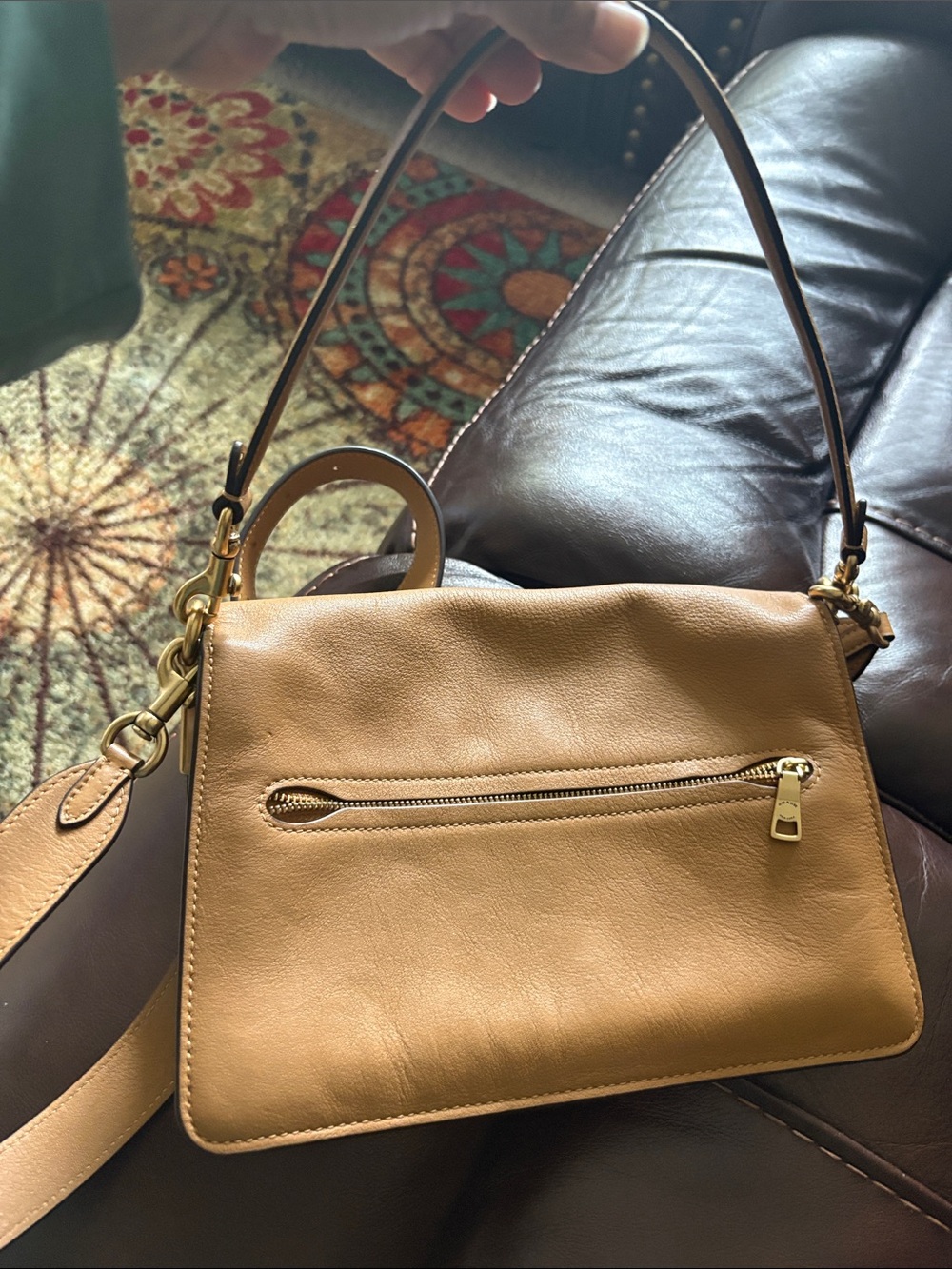 Coach Chain Tabby in Honey Leather Shoulder Bag with Gold Chain - Picture 4 of 7